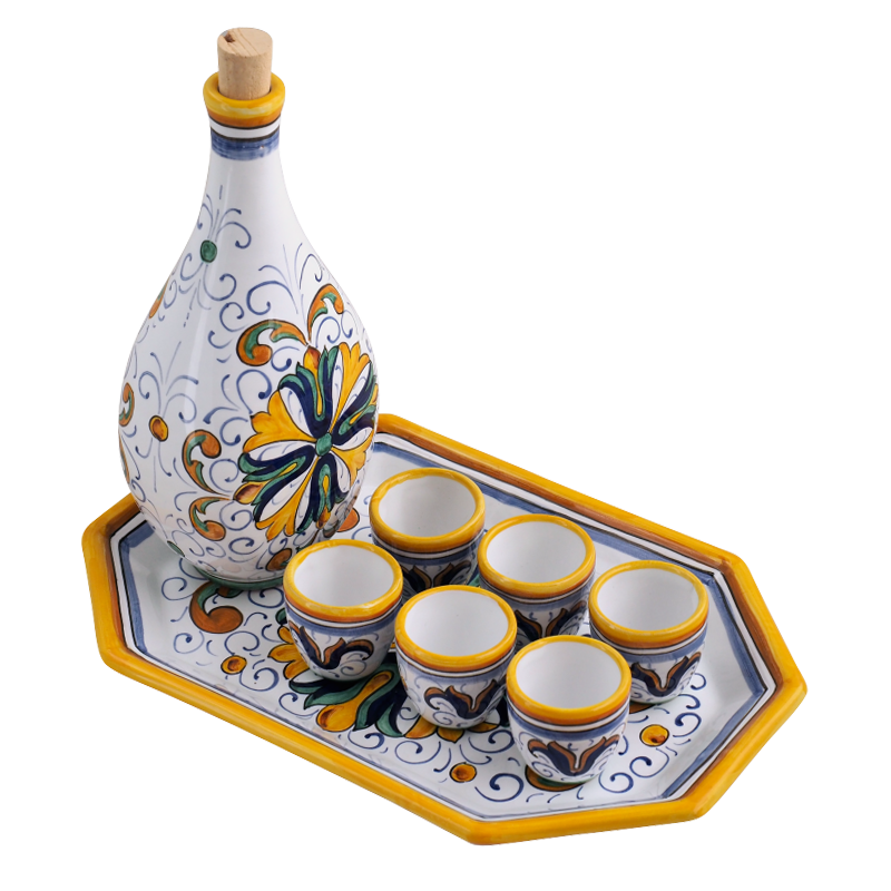 Servizio Limoncello con Bicchierini e Vassoio Foligno 1 1 - Ceramica di Deruta