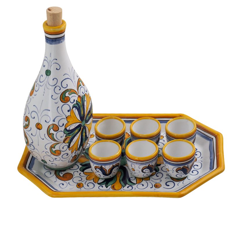 Servizio Limoncello con Bicchierini e Vassoio Foligno 4 1 - Ceramica di Deruta