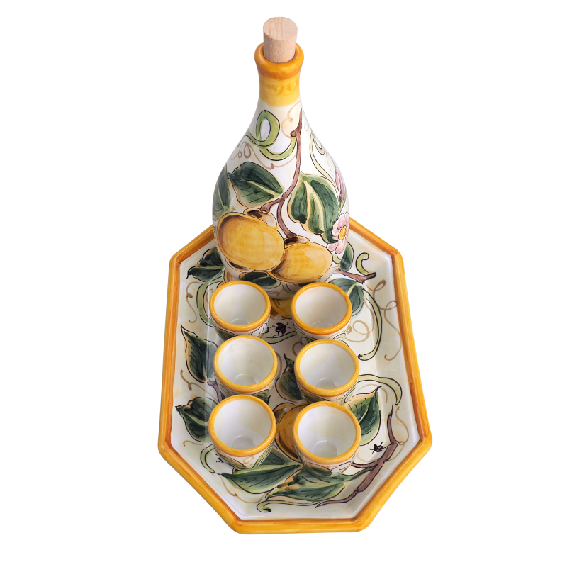 Servizio Limoncello con Vassoio e Bicchierini Bevagna 5 1 - Ceramica di Deruta