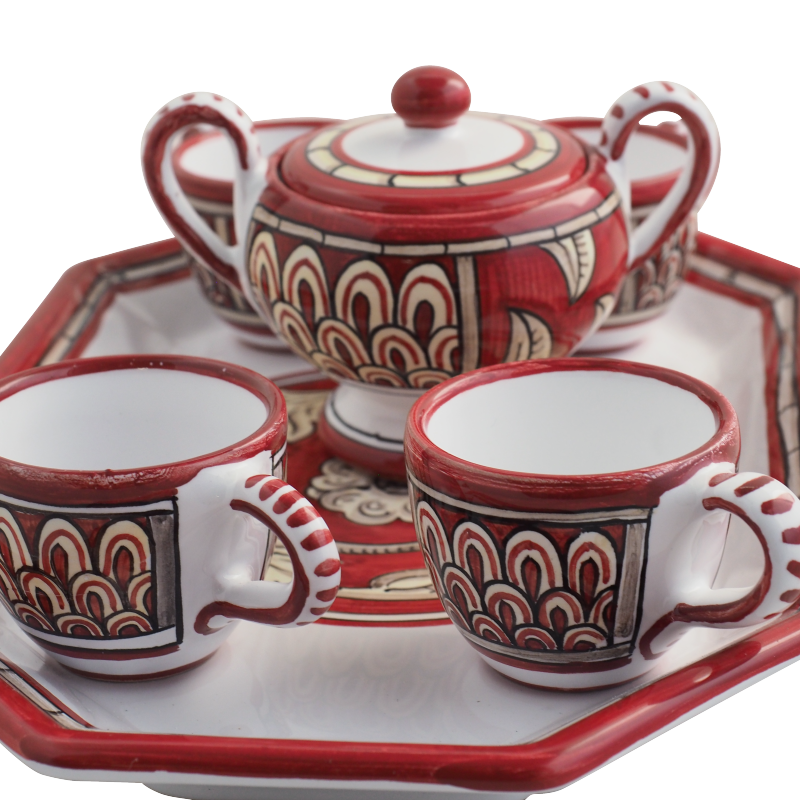 Servizio da Caffe con vassoio Pompei 4 1 - Ceramica di Deruta