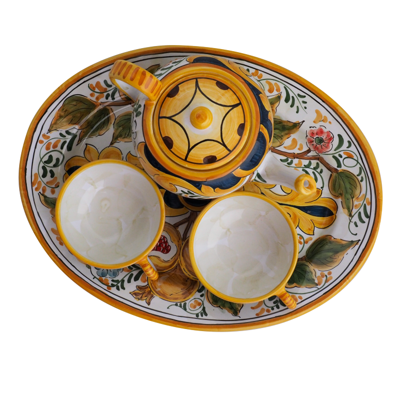 Servizio da te con vassoio ovale Positano 2 1 - Ceramica di Deruta