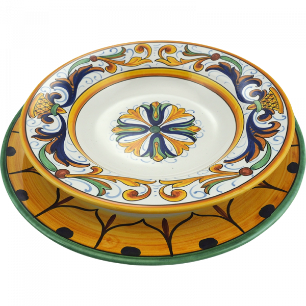 Set di piatti 24 e 28 cm Ricco Deruta in ceramica di Deruta - Ceramica  Artistica
