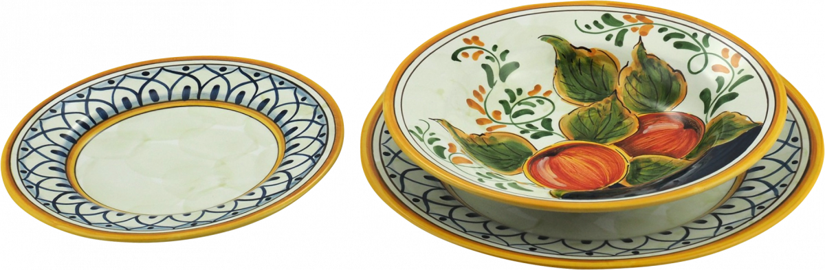 Set di piatti da 21 24 e 28 cm Positano 1 1 - Ceramica di Deruta