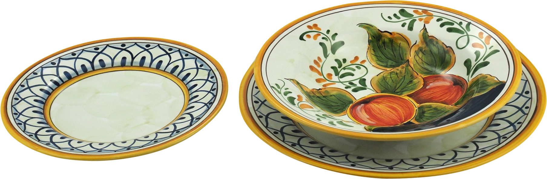 Set di piatti da 21,24 e 28 cm Positano in ceramica di Deruta - Ceramica  Artistica